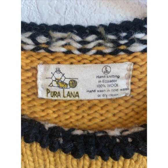 Vintage Pura Lana Tribal Colorblock Ecuador 100% Wool Western Aztec Indian Rare - Picture 4 of 10